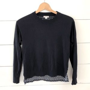 Crewcuts Navy Polka Dot Drop Hem Shirt (size 14)